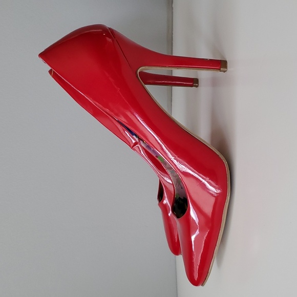 Madden Girl Shoes - Madden Girl Red Patent Leather Closed Toe Stiletto High Heels Womens 8